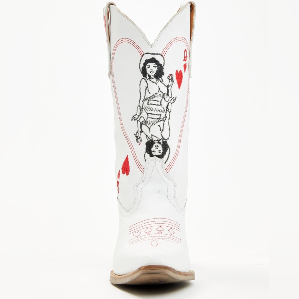 Dingo‎ Queen Of Hearts White and Red Western Heeled Boots - Picture 4 of 6